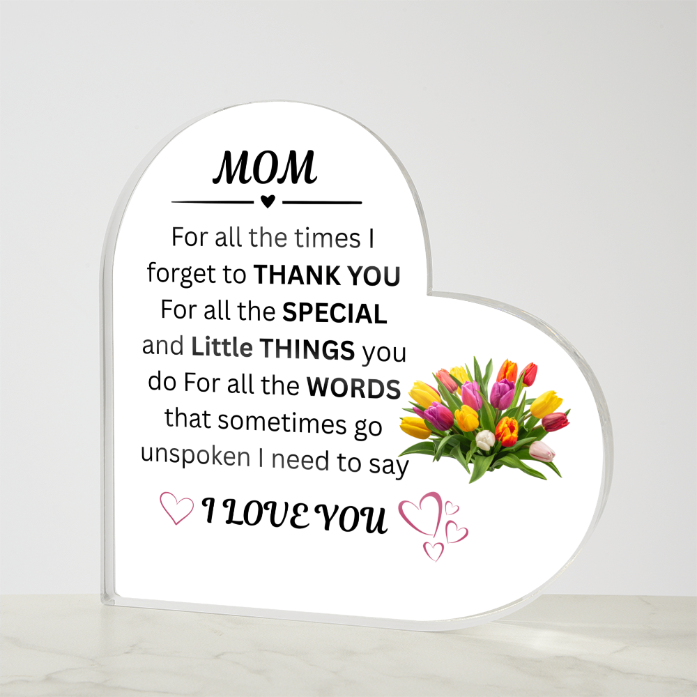 This Mother's Day custom acrylic plaque honors Mom's endless care, creating a lasting symbol of love.