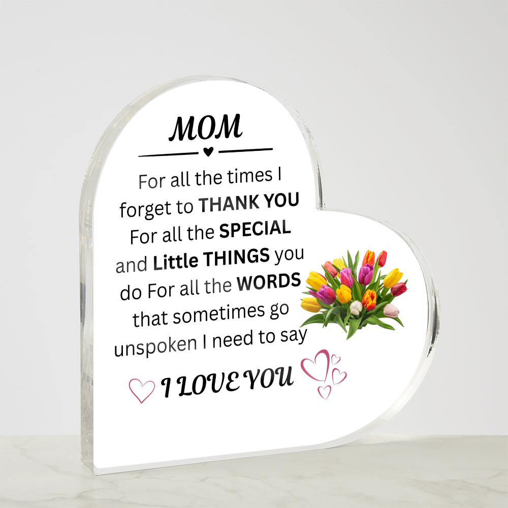 This Mother's Day custom acrylic plaque honors Mom's endless care, creating a lasting symbol of love.